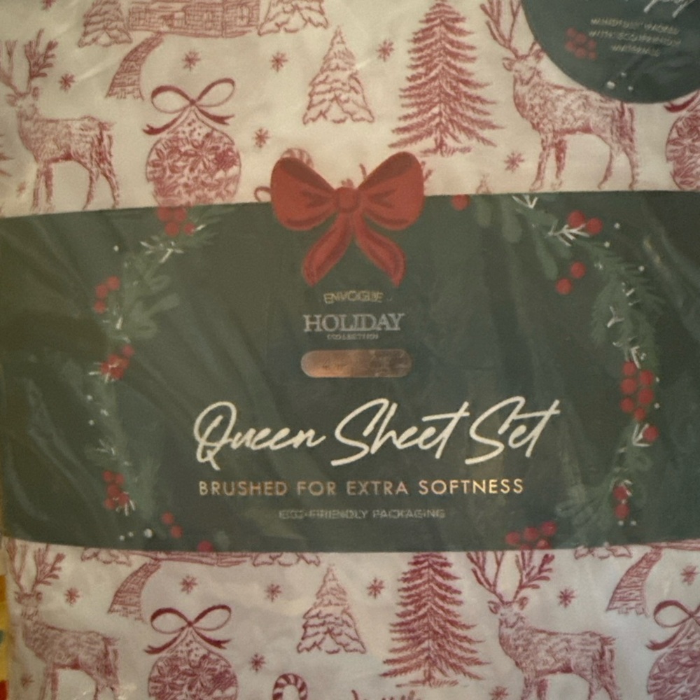 Envogue Holiday Queen Sheet Set - Red and White
